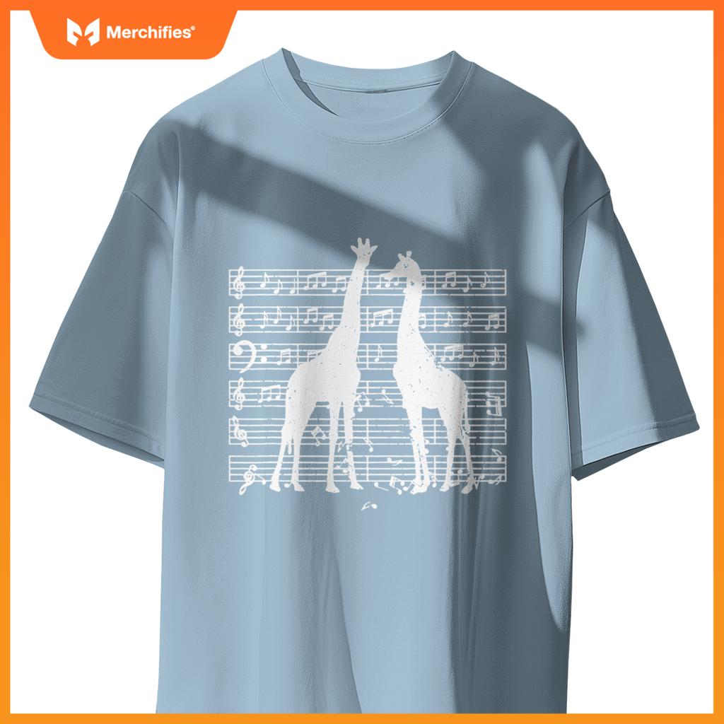 Music notes with giraffe on music sheet music teacher