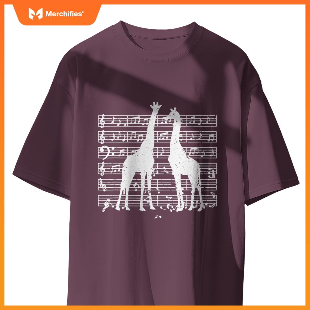Music notes with giraffe on music sheet music teacher