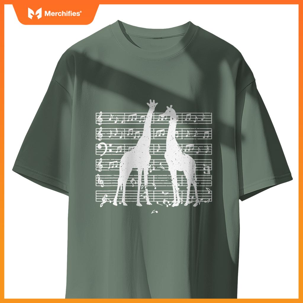 Music notes with giraffe on music sheet music teacher