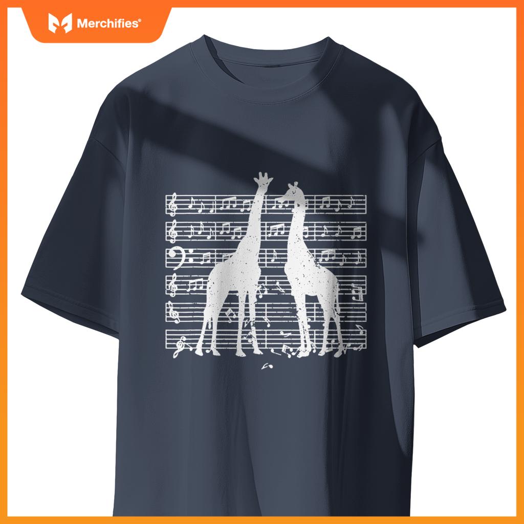 Music notes with giraffe on music sheet music teacher