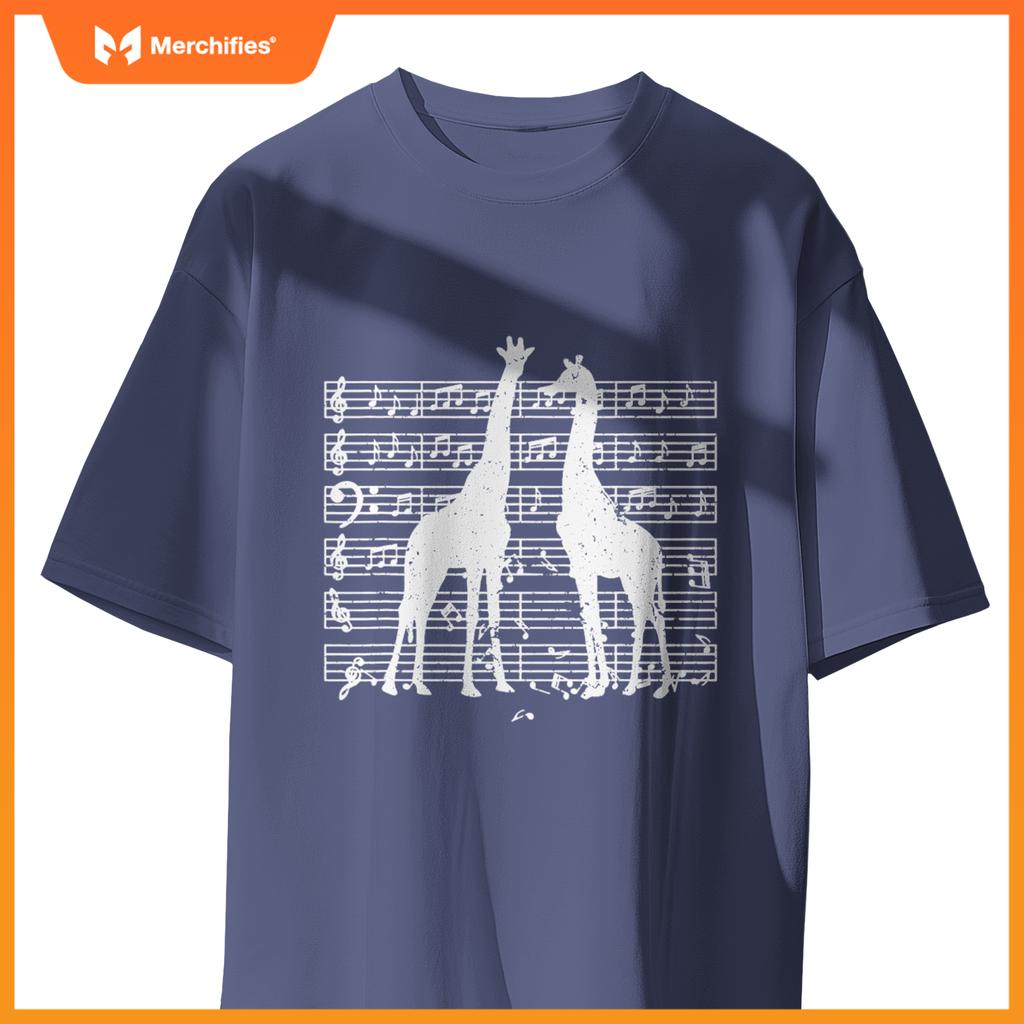 Music notes with giraffe on music sheet music teacher