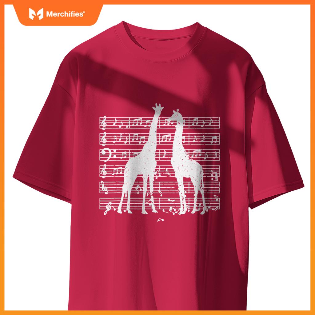 Music notes with giraffe on music sheet music teacher
