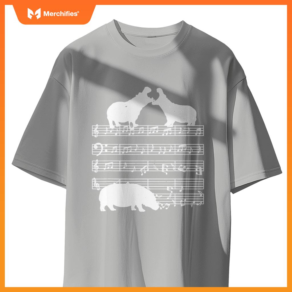 Music notes with hippo on music sheet music teacher