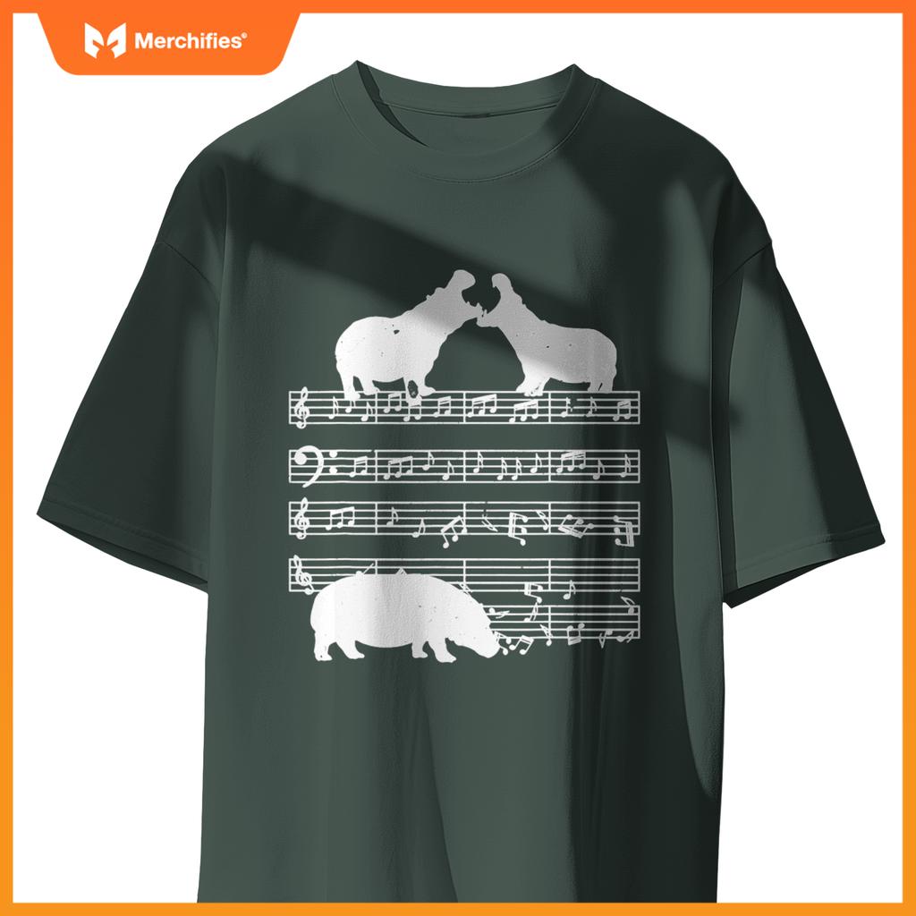 Music notes with hippo on music sheet music teacher