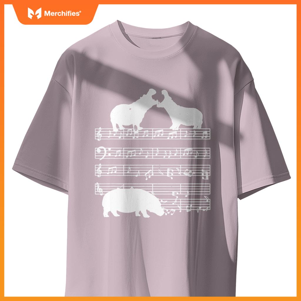 Music notes with hippo on music sheet music teacher