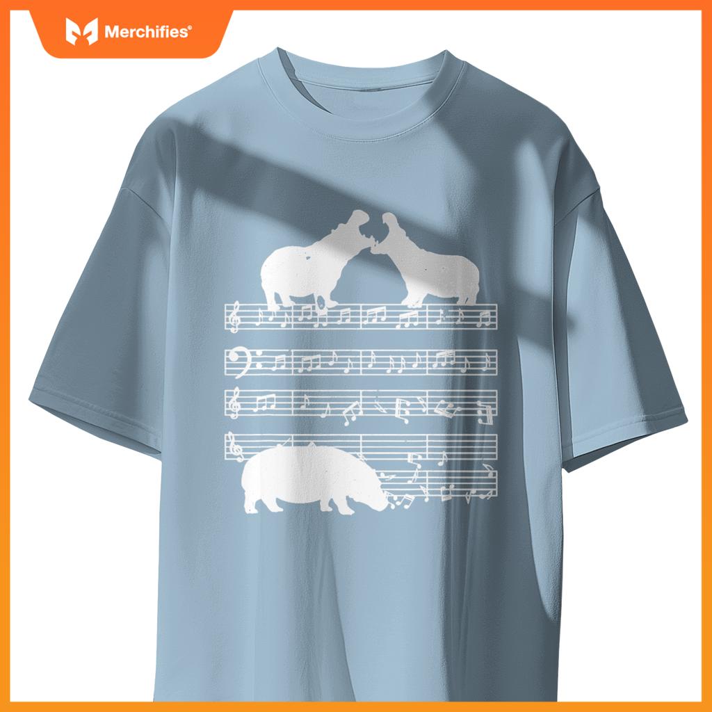 Music notes with hippo on music sheet music teacher