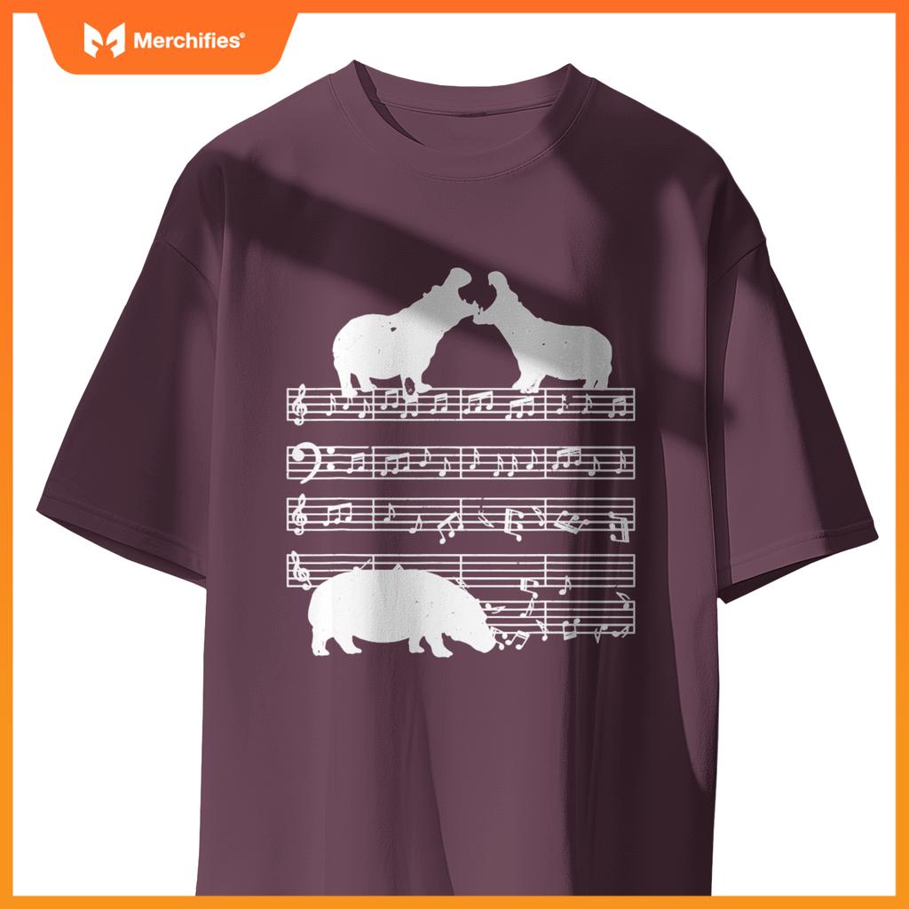 Music notes with hippo on music sheet music teacher