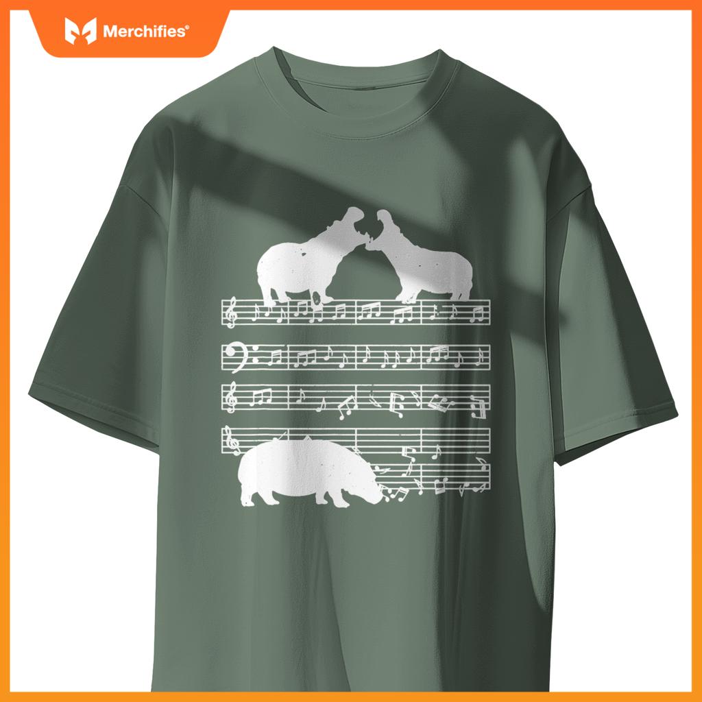 Music notes with hippo on music sheet music teacher