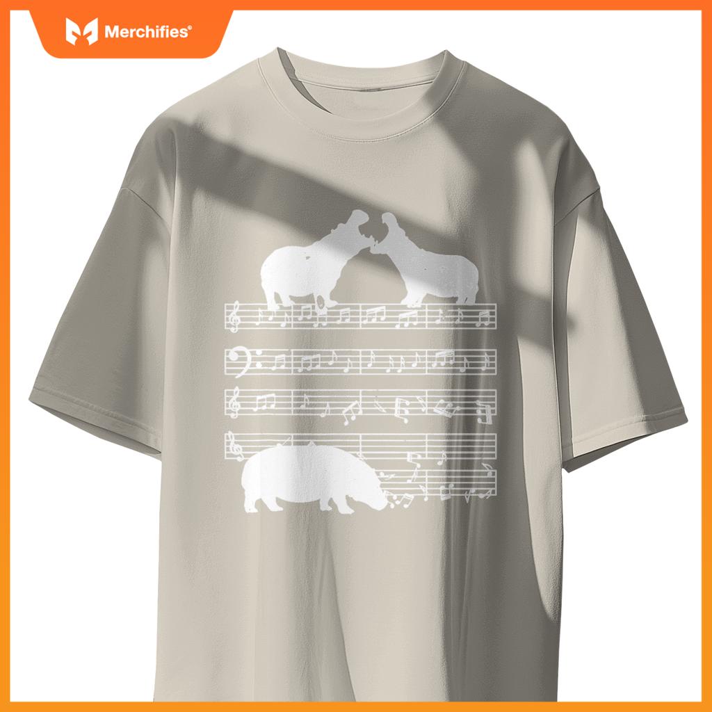 Music notes with hippo on music sheet music teacher