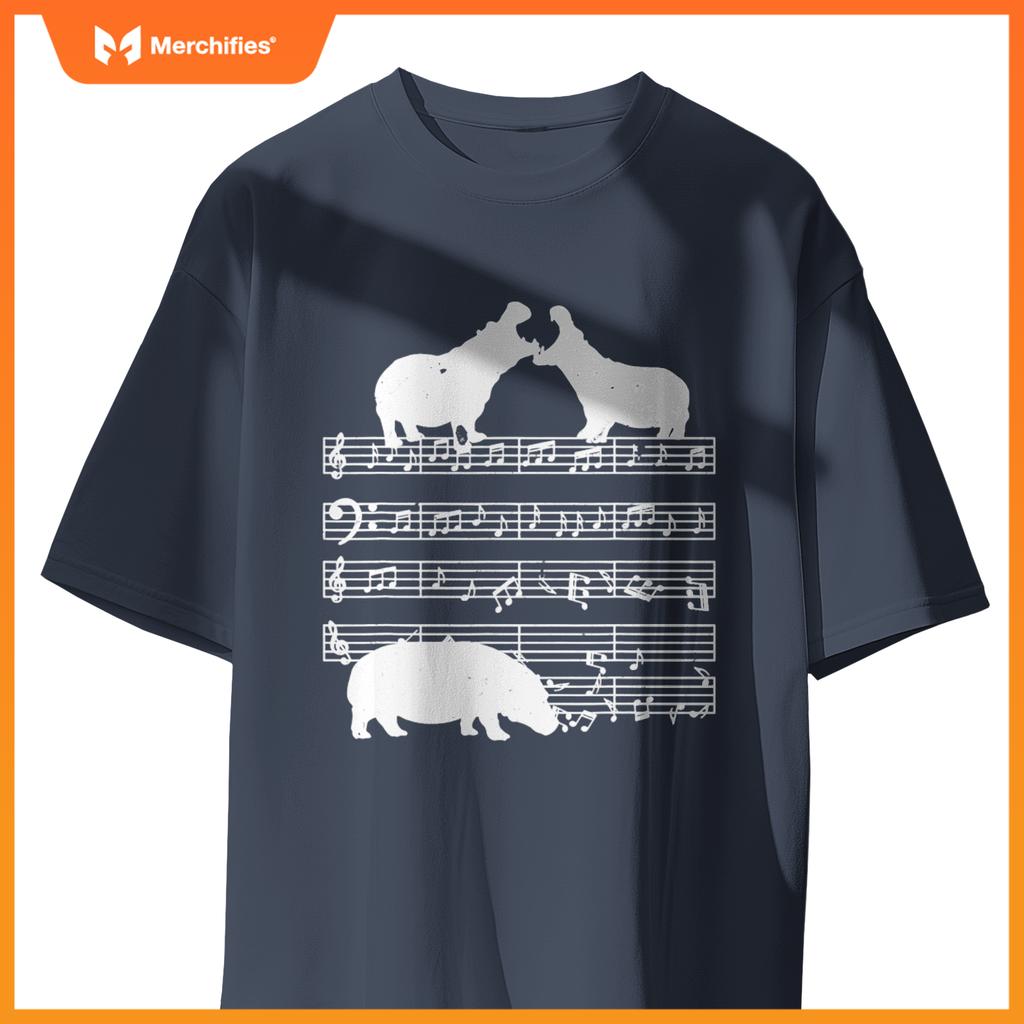Music notes with hippo on music sheet music teacher