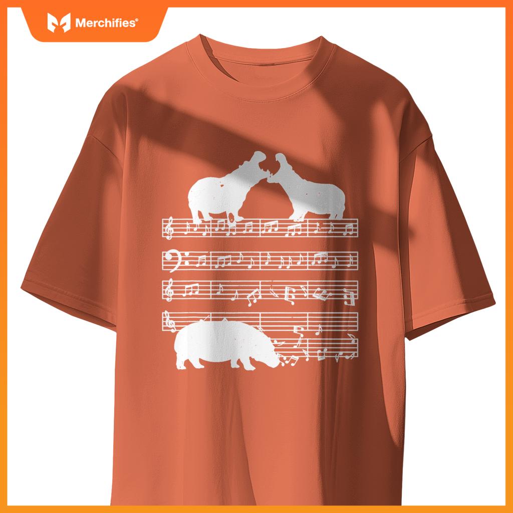 Music notes with hippo on music sheet music teacher