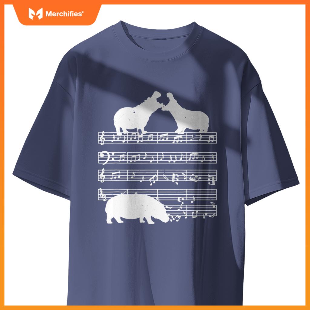 Music notes with hippo on music sheet music teacher