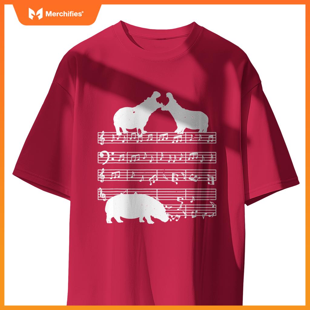 Music notes with hippo on music sheet music teacher