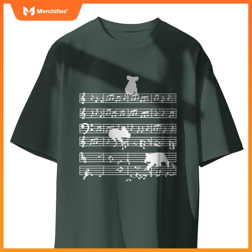 Music notes with koala on music sheet music teacher