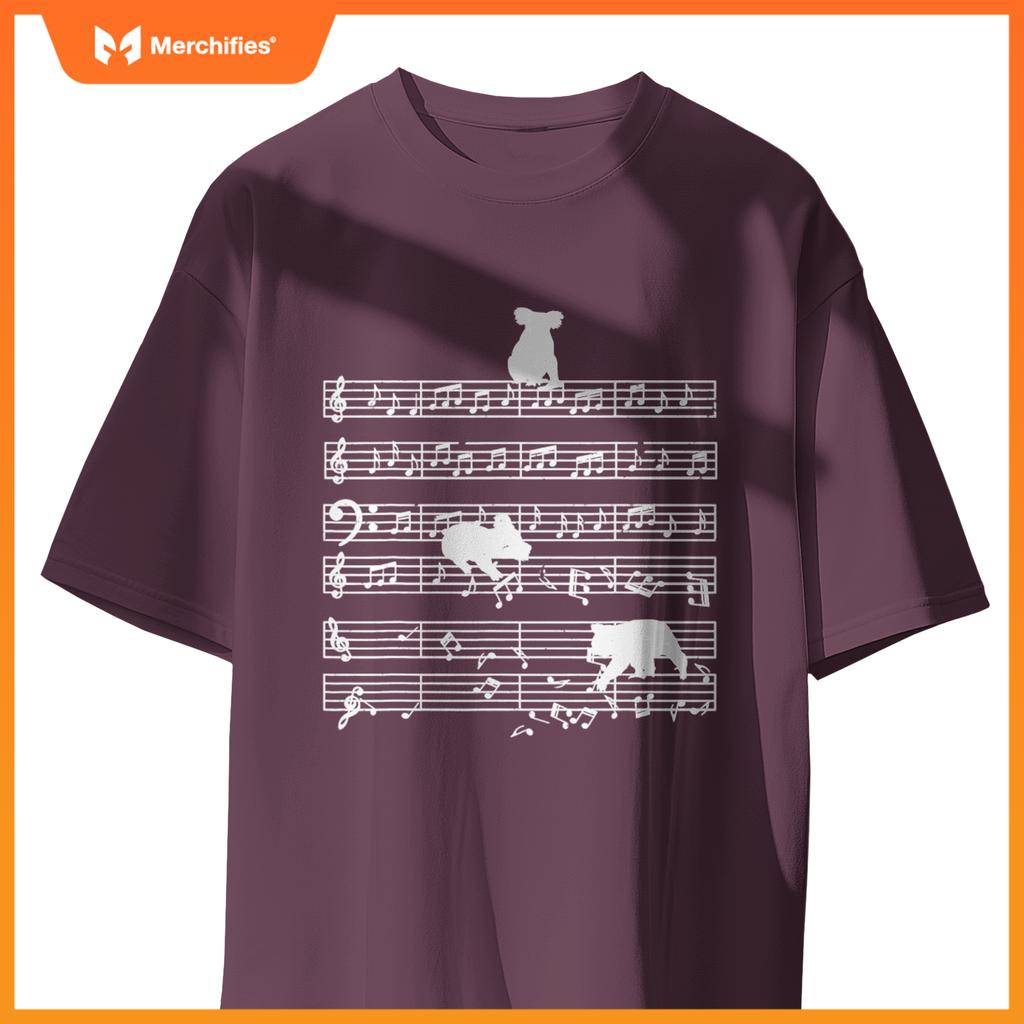 Music notes with koala on music sheet music teacher