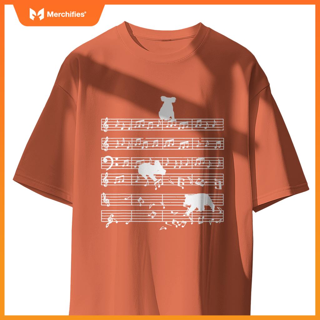 Music notes with koala on music sheet music teacher