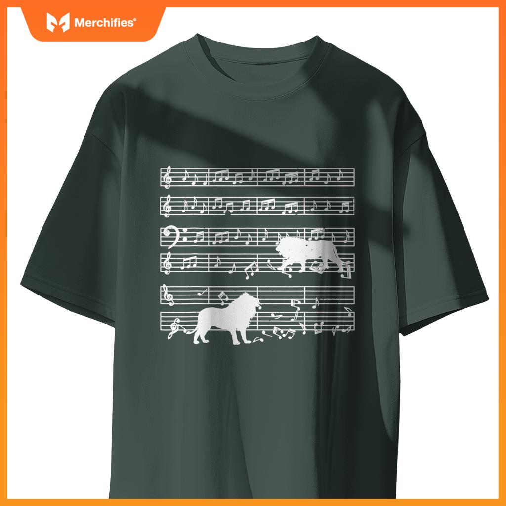 Music notes with lion on music sheet music teacher