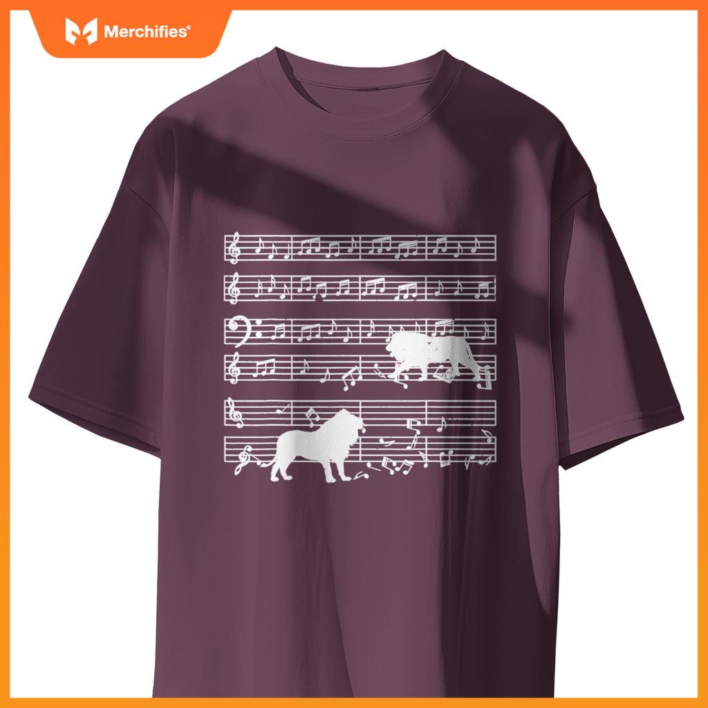 Music notes with lion on music sheet music teacher