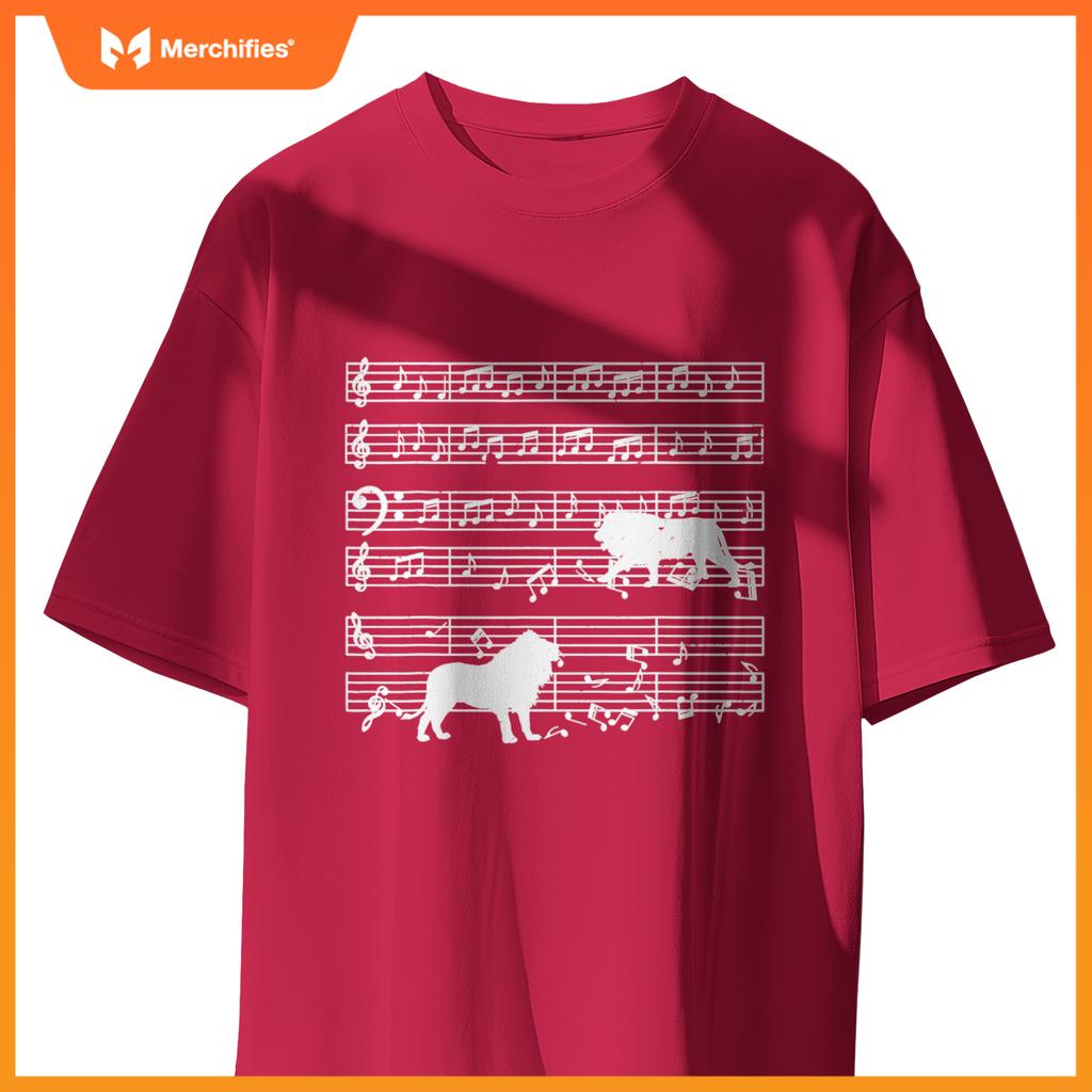 Music notes with lion on music sheet music teacher