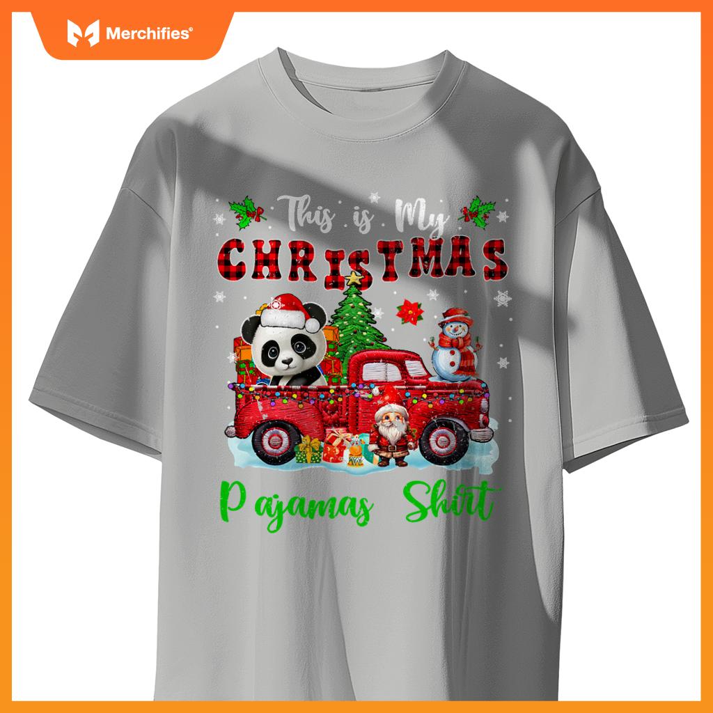 My Christmas Pajamas Santa Panda On Pickup Truck T-Shirt