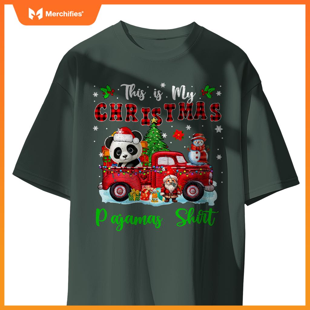 My Christmas Pajamas Santa Panda On Pickup Truck T-Shirt