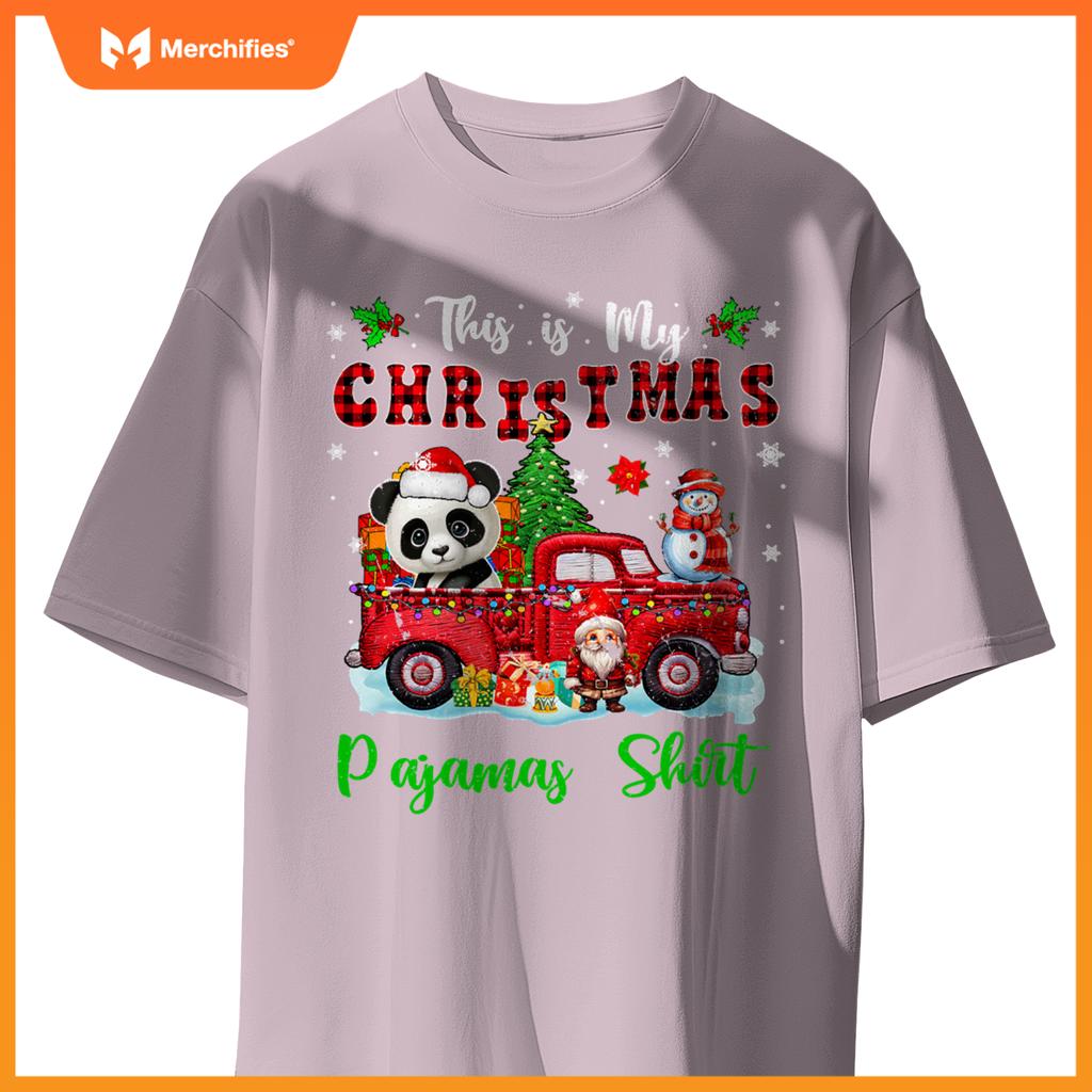 My Christmas Pajamas Santa Panda On Pickup Truck T-Shirt