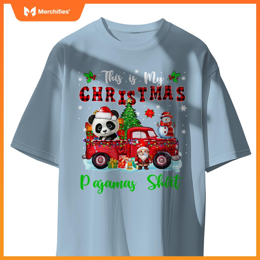My Christmas Pajamas Santa Panda On Pickup Truck T-Shirt