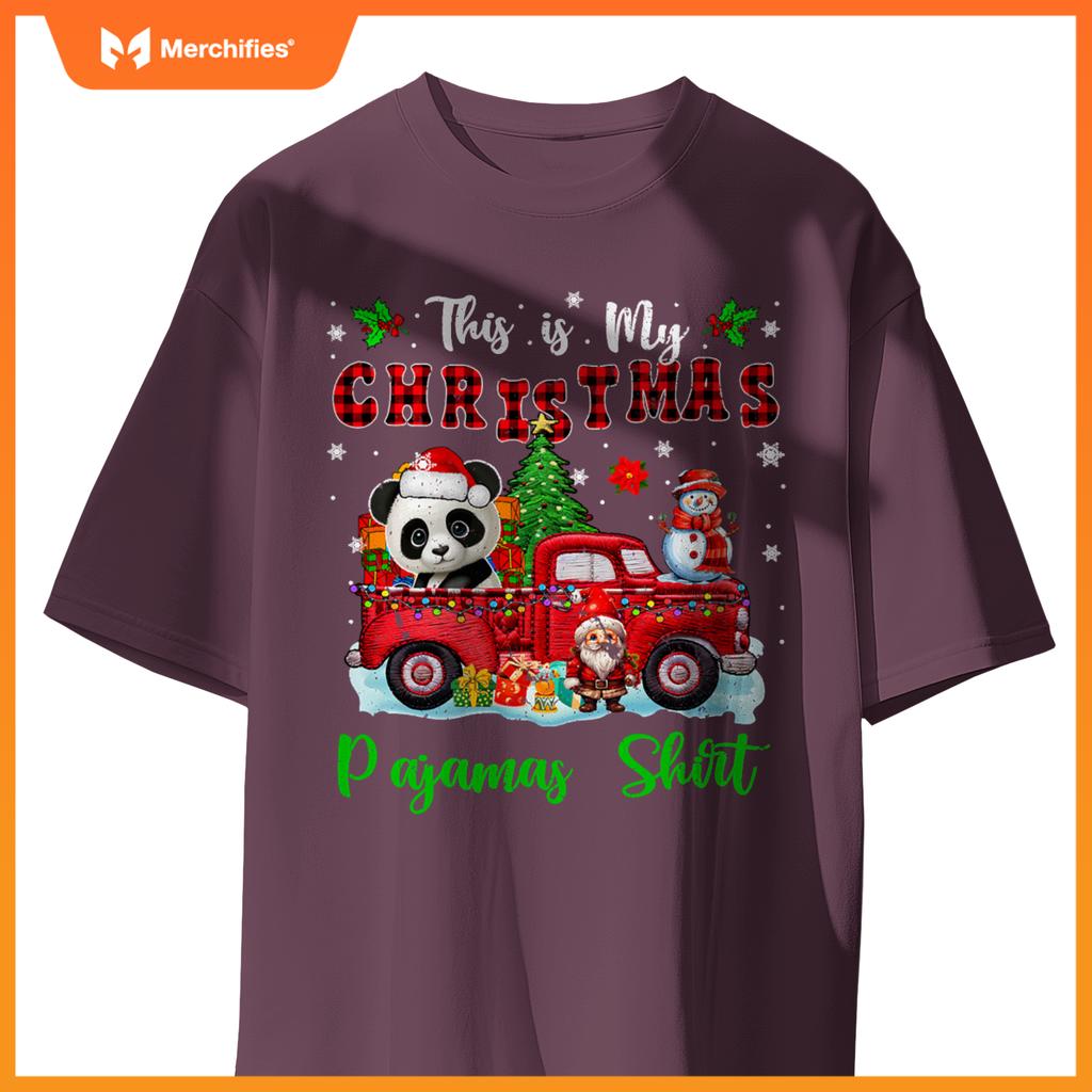 My Christmas Pajamas Santa Panda On Pickup Truck T-Shirt