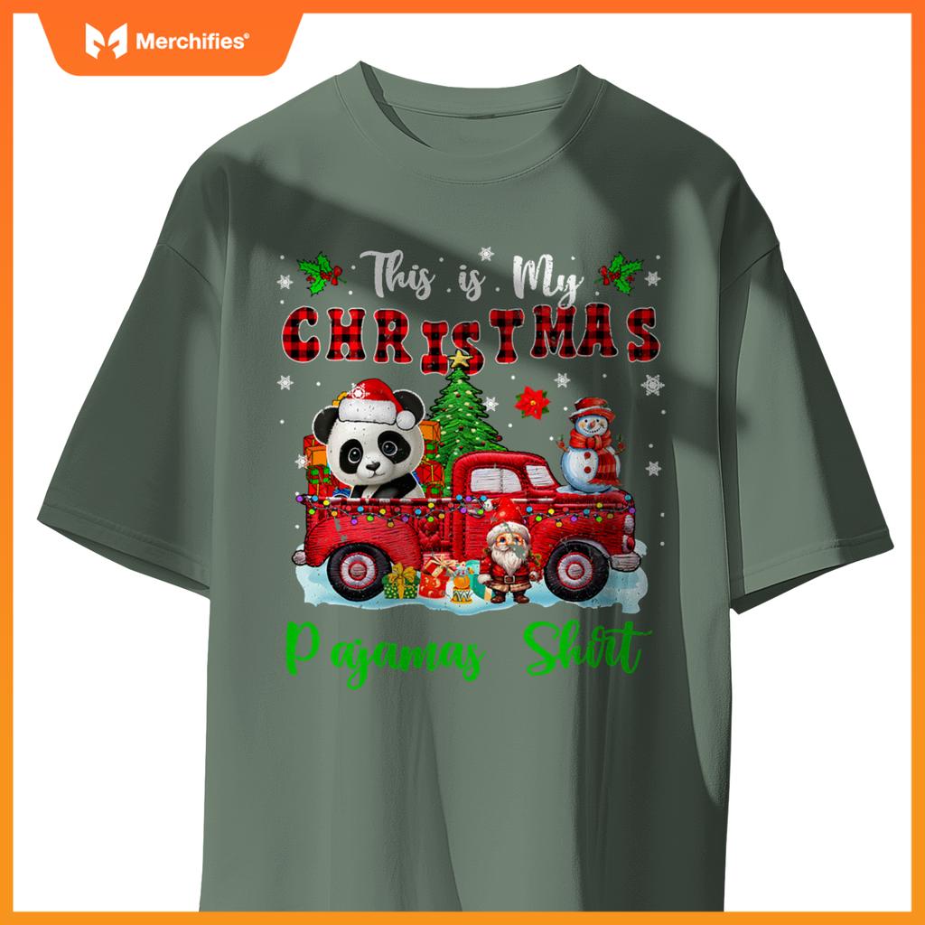 My Christmas Pajamas Santa Panda On Pickup Truck T-Shirt