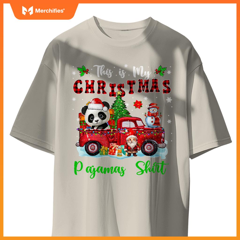 My Christmas Pajamas Santa Panda On Pickup Truck T-Shirt