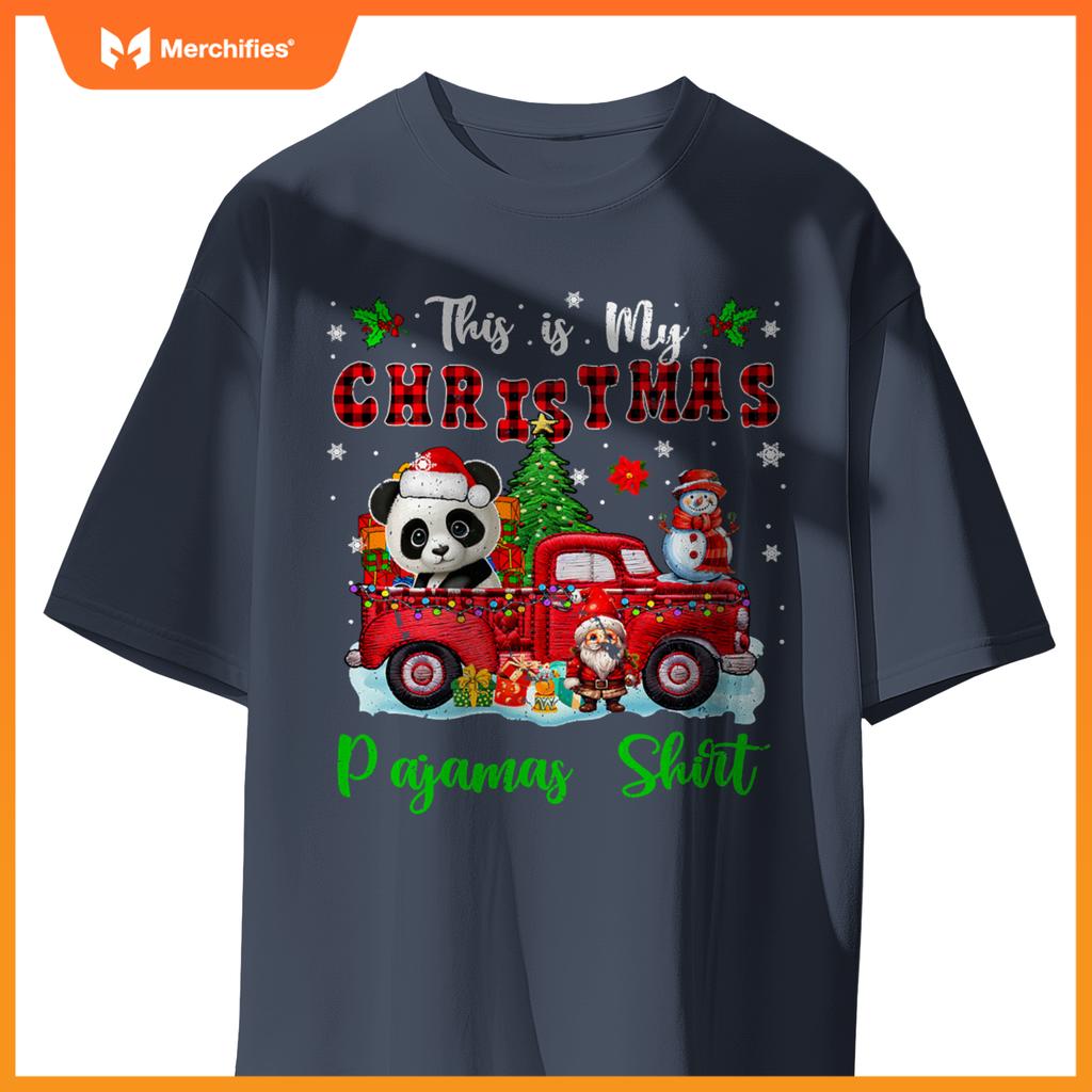 My Christmas Pajamas Santa Panda On Pickup Truck T-Shirt