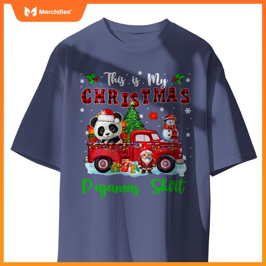 My Christmas Pajamas Santa Panda On Pickup Truck T-Shirt