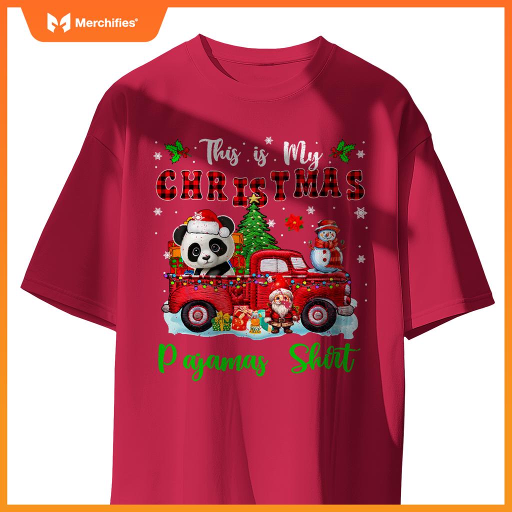 My Christmas Pajamas Santa Panda On Pickup Truck T-Shirt