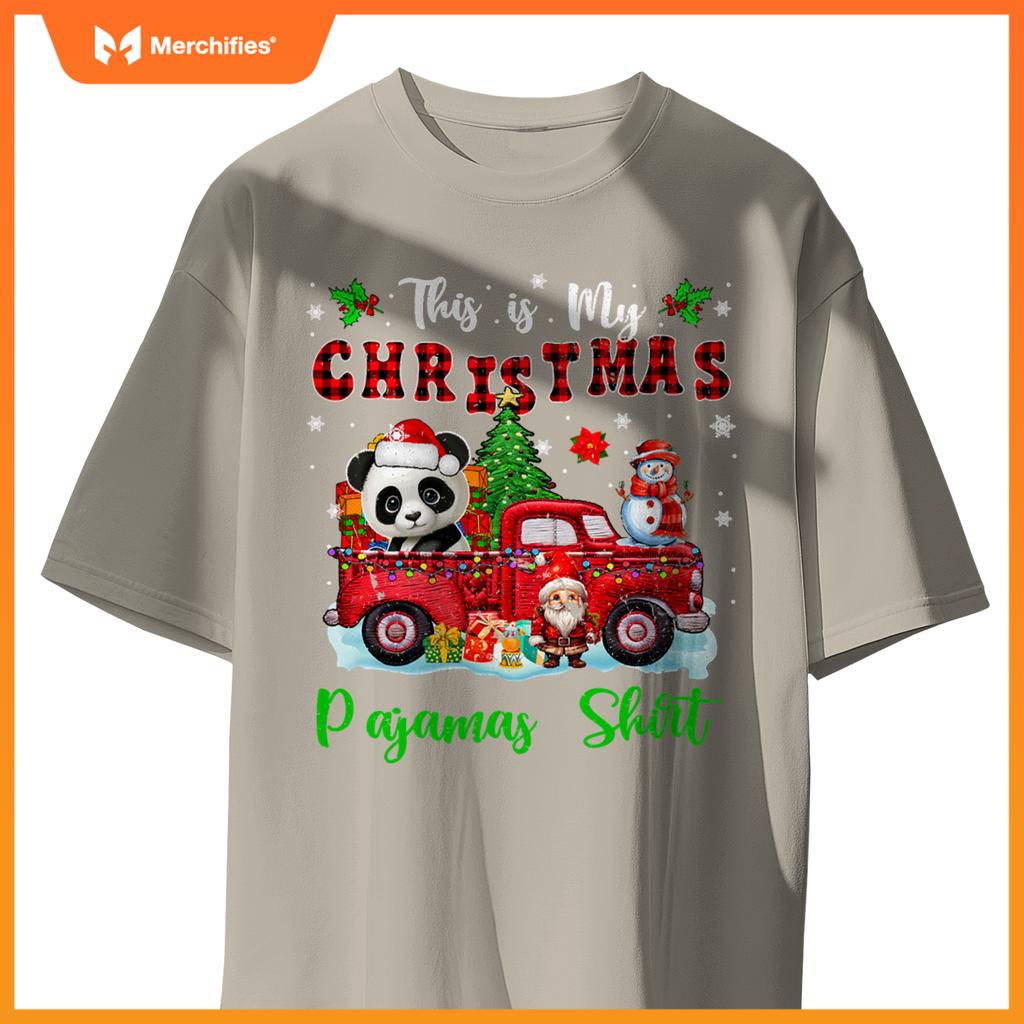 My Christmas Pajamas Santa Panda On Pickup Truck T-Shirt
