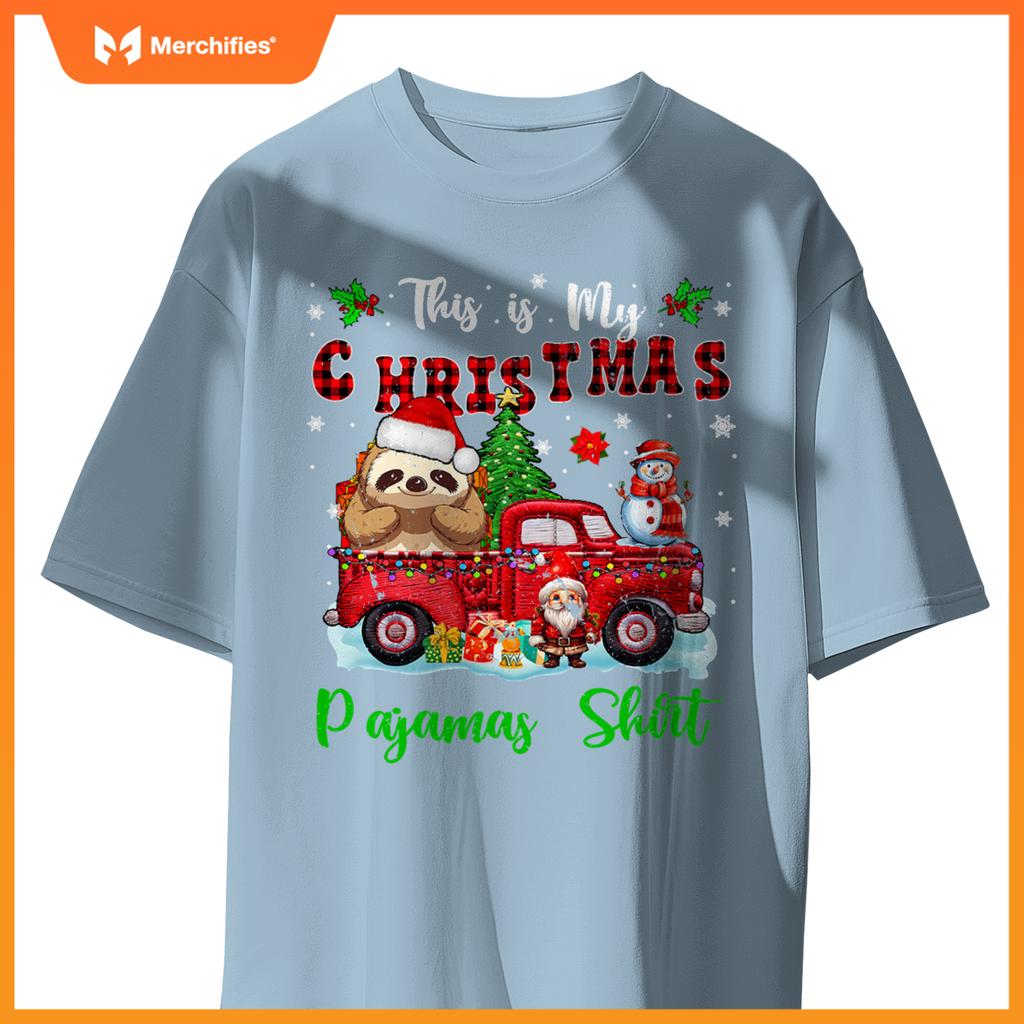 My Christmas Pajamas Santa Sloth On Pickup Truck T-Shirt