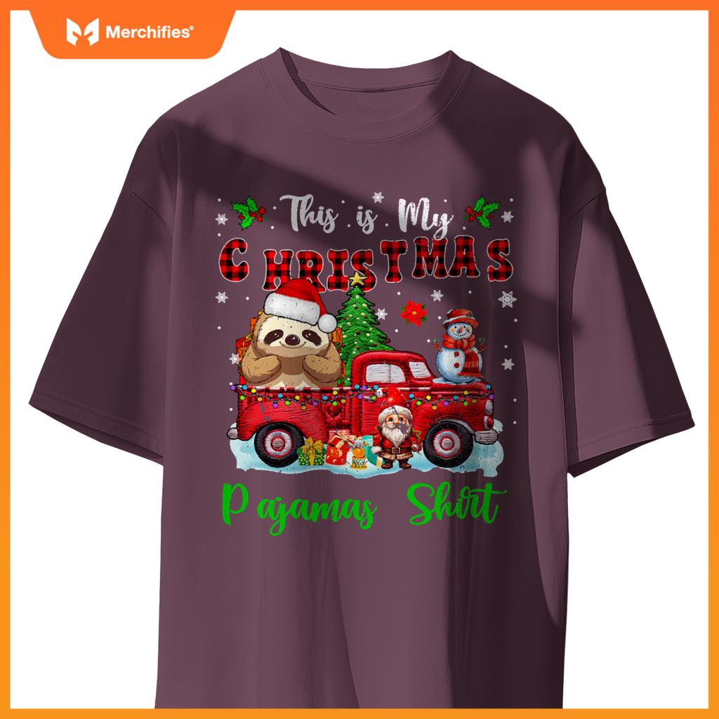 My Christmas Pajamas Santa Sloth On Pickup Truck T-Shirt