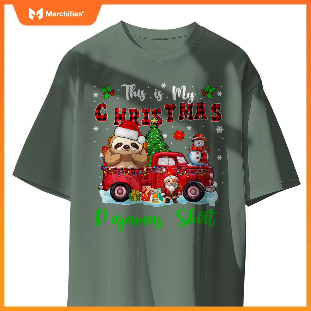 My Christmas Pajamas Santa Sloth On Pickup Truck T-Shirt