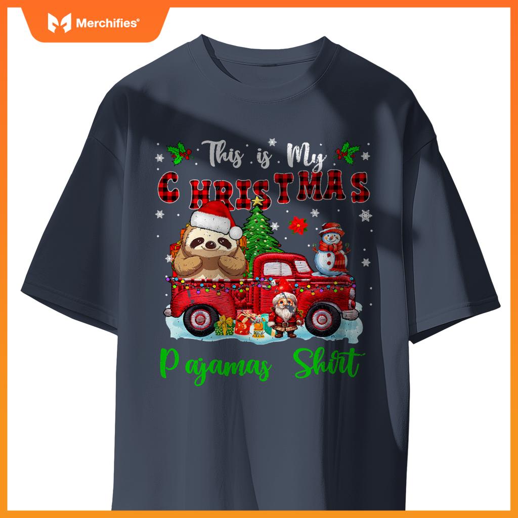 My Christmas Pajamas Santa Sloth On Pickup Truck T-Shirt
