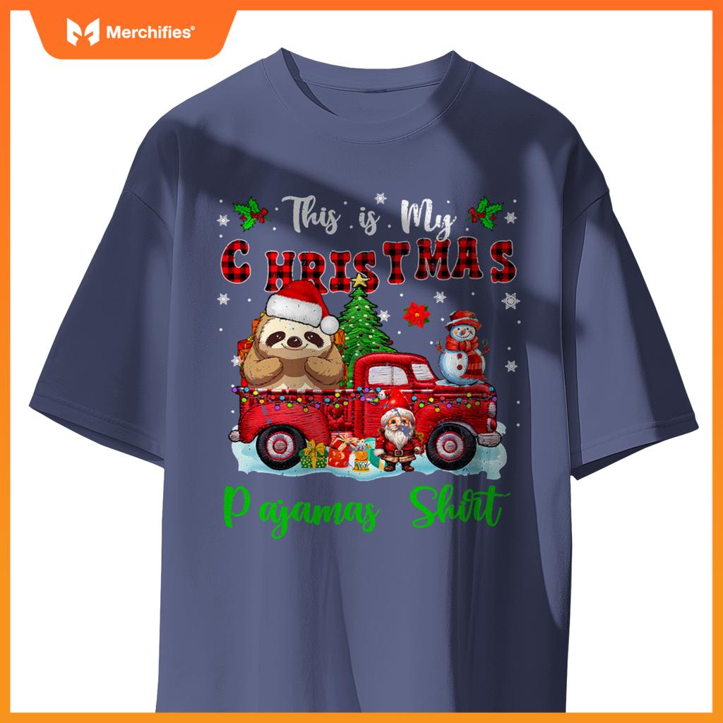 My Christmas Pajamas Santa Sloth On Pickup Truck T-Shirt