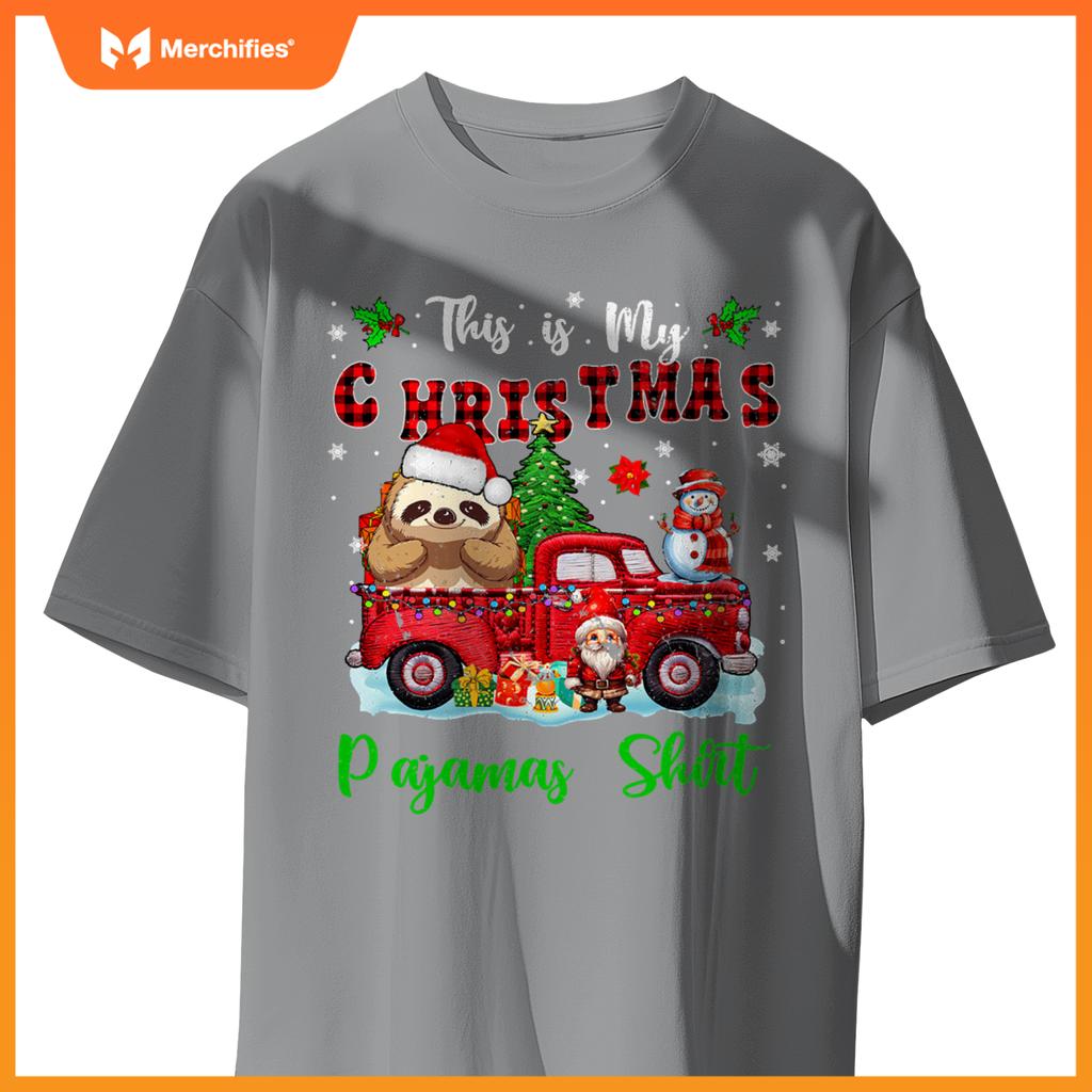 My Christmas Pajamas Santa Sloth On Pickup Truck T-Shirt