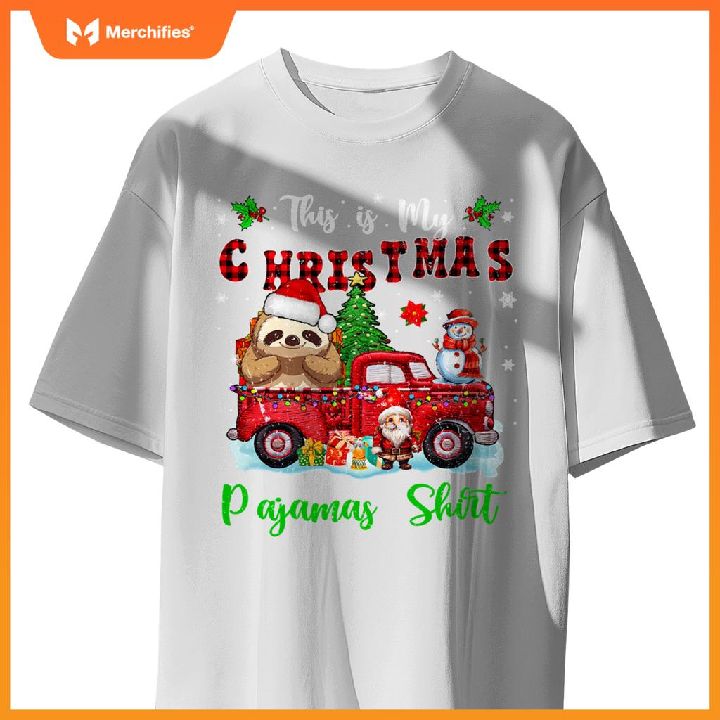My Christmas Pajamas Santa Sloth On Pickup Truck T-Shirt