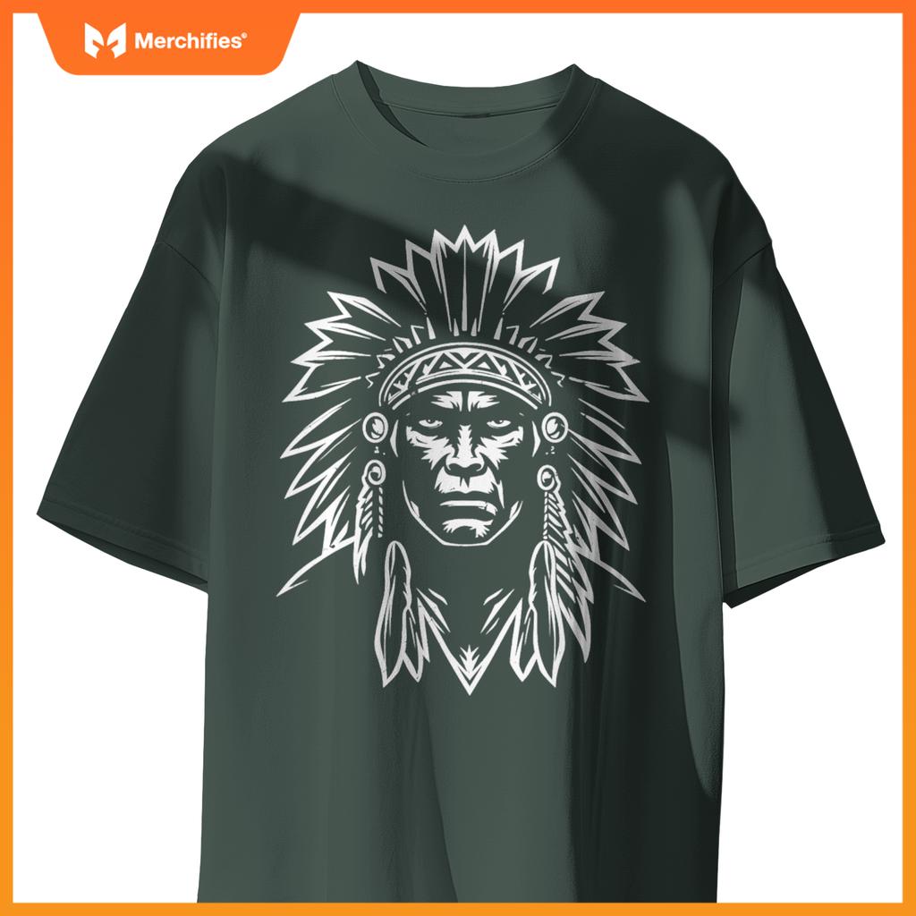 Native American Warrior Heritage Head Art T-Shirt