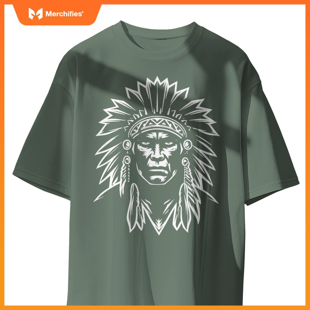 Native American Warrior Heritage Head Art T-Shirt