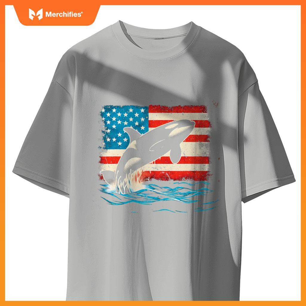 Orca american flag - patriotic usa ocean orca whale lover t-Shirt