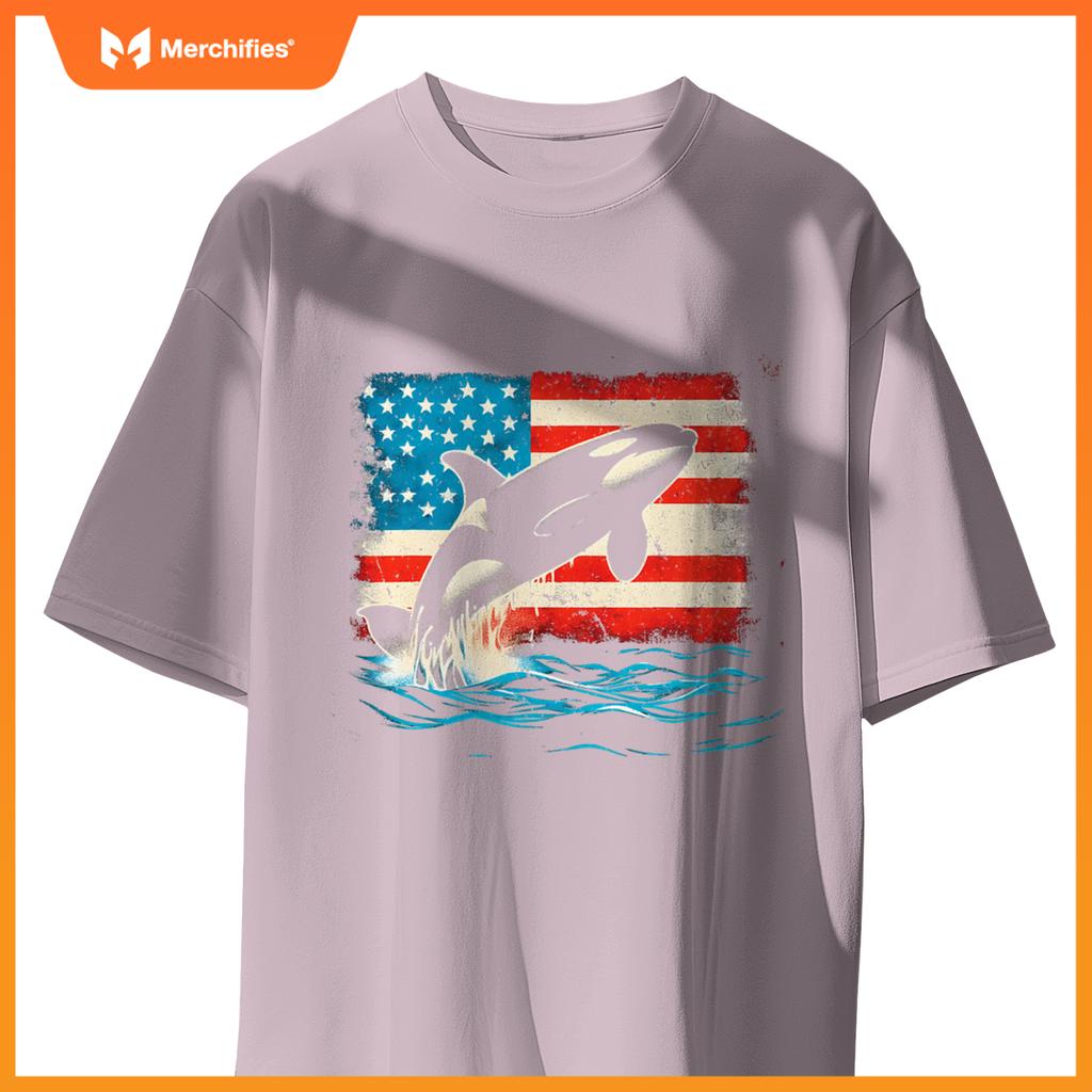 Orca american flag - patriotic usa ocean orca whale lover t-Shirt