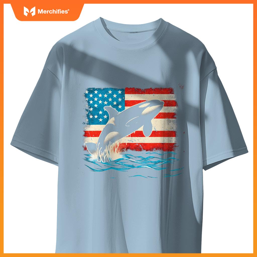 Orca american flag - patriotic usa ocean orca whale lover t-Shirt