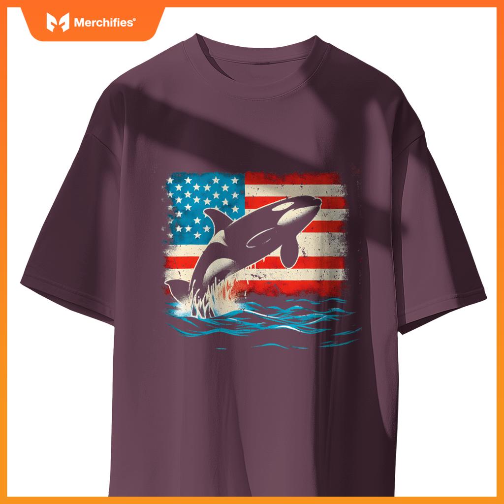 Orca american flag - patriotic usa ocean orca whale lover t-Shirt