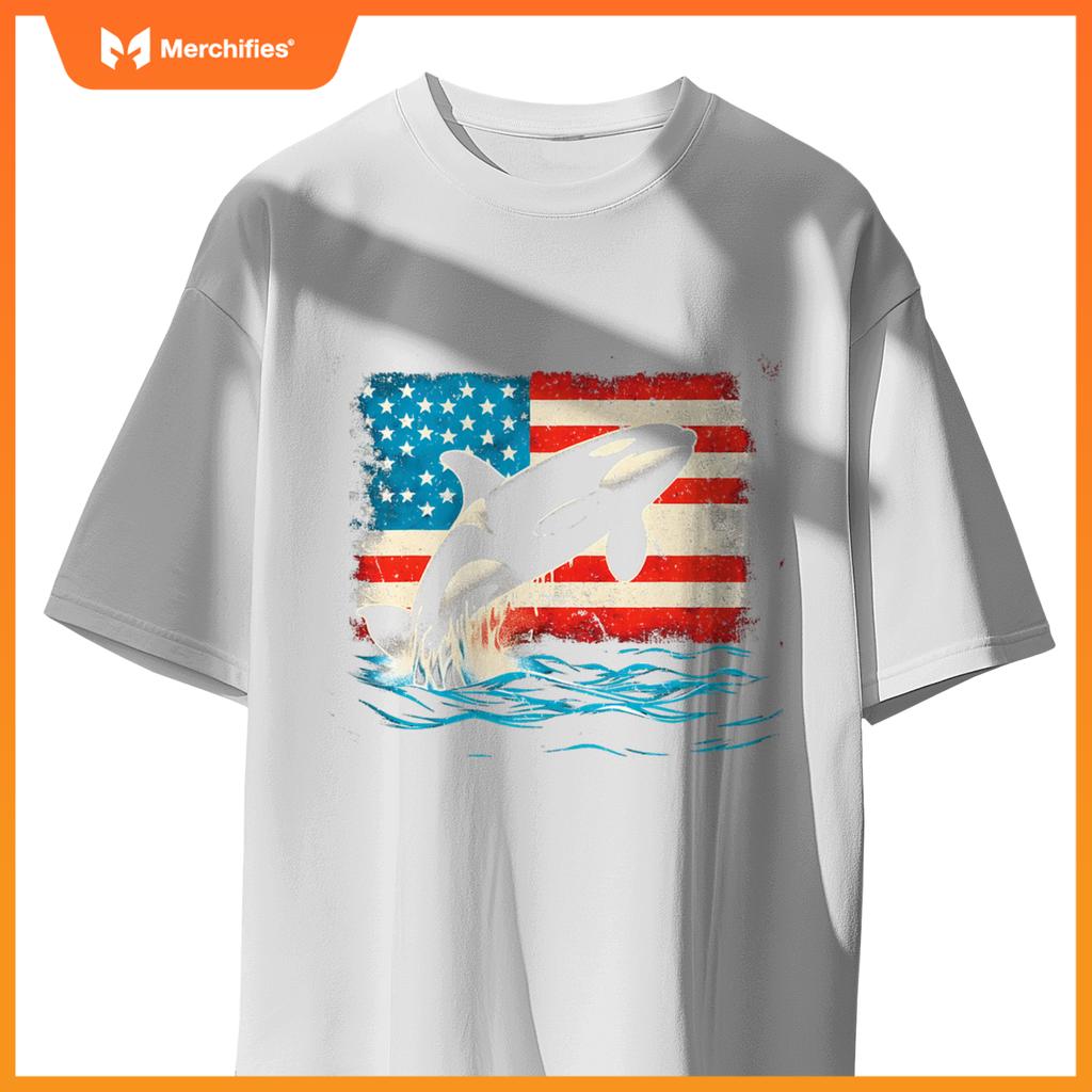 Orca american flag - patriotic usa ocean orca whale lover t-Shirt