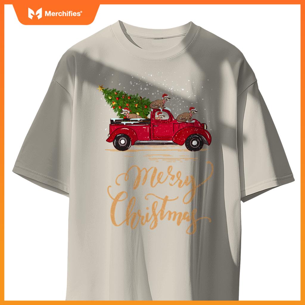 Otter Driving Christmas Tree Truck Otter Christmas T-Shirt