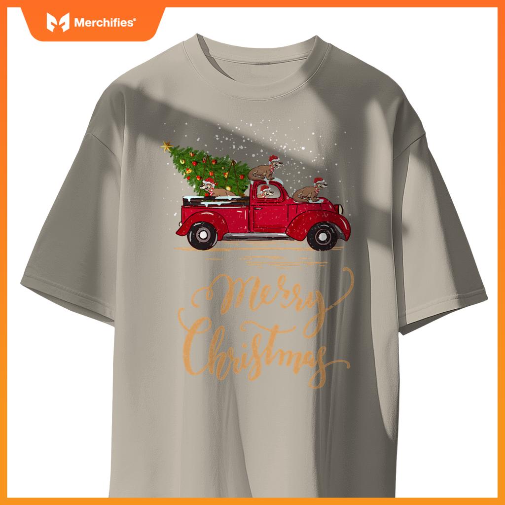 Otter Driving Christmas Tree Truck Otter Christmas T-Shirt
